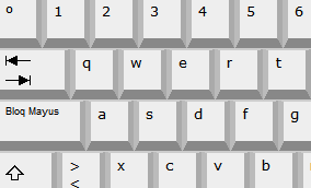 Detalle del teclado para el idioma español y la variante "normal"