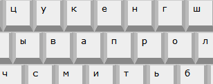 Detalle del teclado para el idioma ruso y la variante "normal"