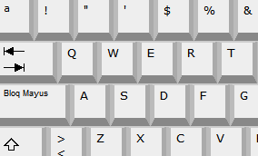 Detalle del teclado para el idioma español y la variante "shift"