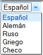 Lista desplegable con los idiomas disponibles para el teclado virtual
