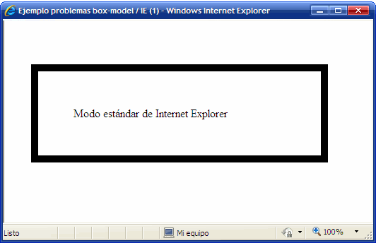 Internet Explorer 6 en modo estándar
