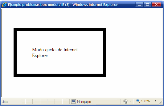 Internet Explorer 6 en modo quirks