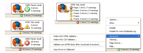 Extensión HTML Validator para Firefox