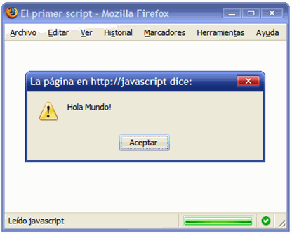 Mensaje mostrado con "alert()" en Firefox