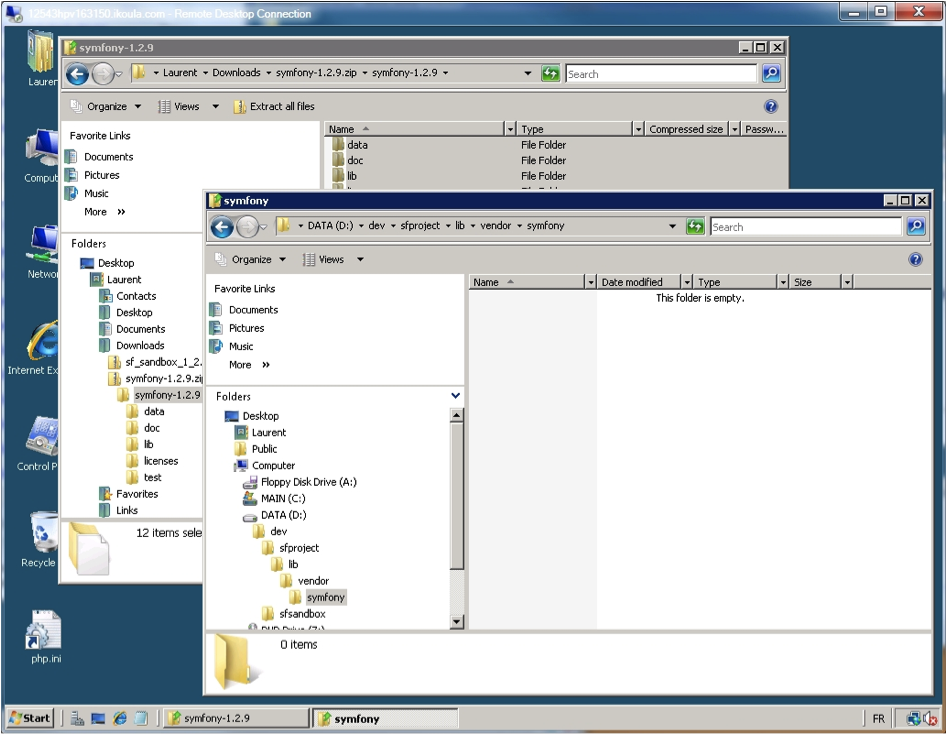 Explorador de Windows - La estructura de directorios del proyecto.