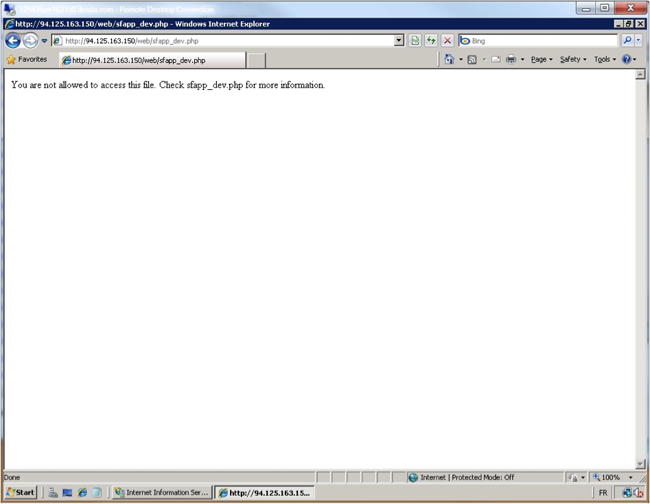 Internet Explorer - No se permite el acceso a sfapp_dev.php desde Internet.