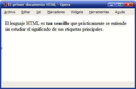 Aspecto que muestra el primer documento HTML en cualquier navegador