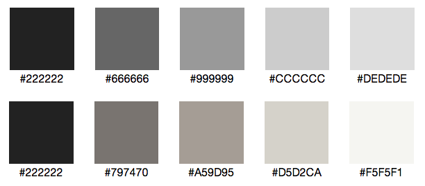 Arriba: nuestra paleta original de grises fríos. Abajo: nuestra nueva paleta de grises cálidos.