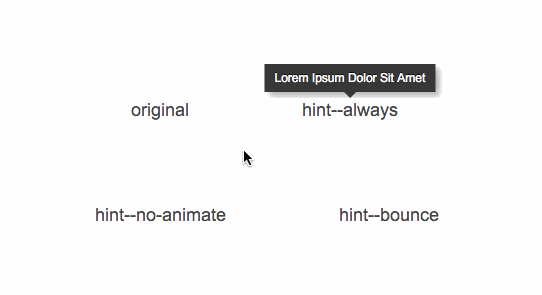 Tipos de animaciones definidos por hint.css para los tooltips